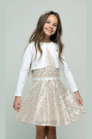 Le Chic Bolero wit Vest Meisjes Stretchkatoen Ronde hals Effen