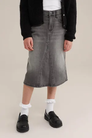 WE Fashion Spijkerrok Grijs Meisjes Stretchdenim Effen