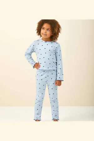 Little Label Pyjama met hartjes Wit Meisjes Stretchkatoen Ronde hals Hartjes