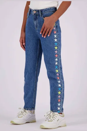 Vingino Straight leg jeans met sterren Blauw Meisjes Denim