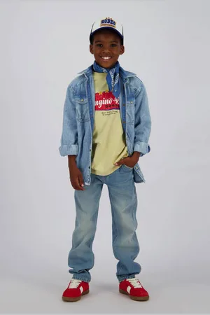 Vingino Overhemd medium blue denim Blauw Effen