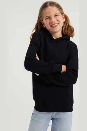 WE Fashion Blue Ridge unisex hoodie zwart Sweater Effen
