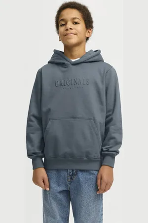 JACK & JONES JUNIOR hoodie grijs Sweater Tekst