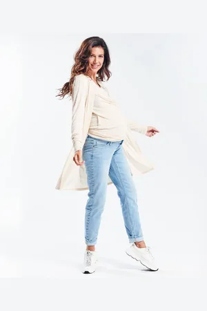 Love2wait Mom zwangerschapsjeans Norah Blauw Dames Katoen Effen