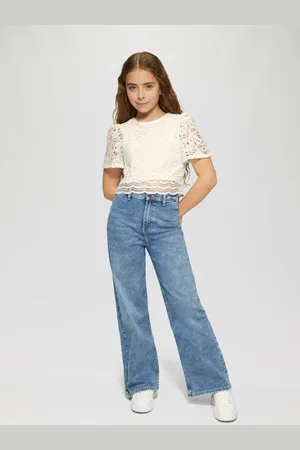 QS by s.Oliver Blousetop Meisjes Polyester Ronde hals Effen
