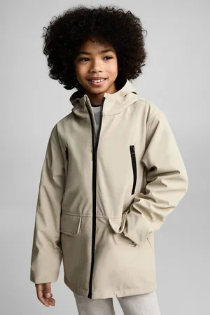 MANGO Zomerjas lichtbruin Jongens Polyester Capuchon Effen
