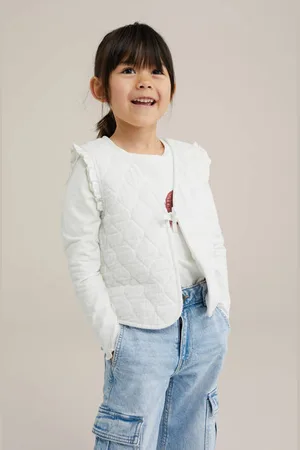 WE Fashion Gilet wit Meisjes Katoen V