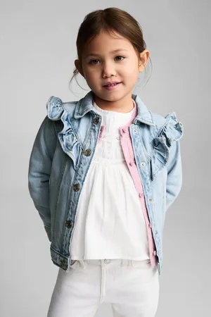 MANGO Spijkerjas lichtblauw Meisjes Denim Klassieke kraag Effen