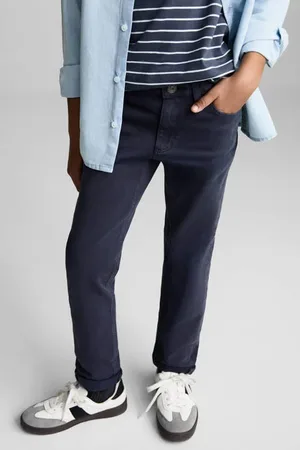 MANGO Straight casual broek Blauw Jongens Stretchkatoen Effen