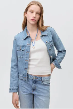 MANGO Spijkerjas medium blue denim Blauw Effen