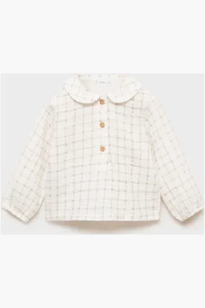 MANGO Blousetop wit Meisjes Katoen Peter Pan