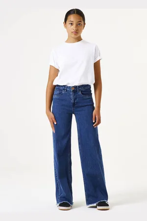Garcia Wide leg high waist jeans dark blue denim Blauw Effen