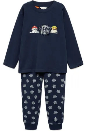 MANGO Paw Patrol pyjama met printopdruk donkerblauw Jongens/Meisjes Katoen Ronde hals