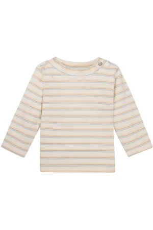 Noppies Baby longsleeve beige Jongens/Meisjes Katoen Ronde hals Streep