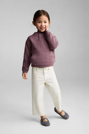 MANGO Straight leg jeans wit Meisjes Denim Effen