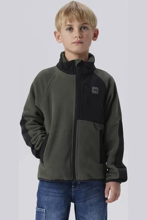 NAME IT KIDS tussenjas groen Jongens/Meisjes Fleece Opstaande kraag Meerkleurig