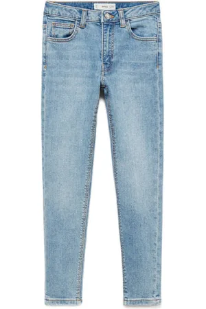 MANGO Skinny jeans light blue denim Blauw Effen