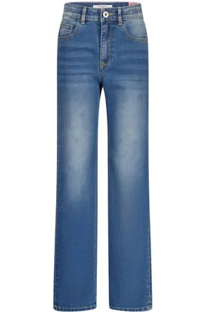 Vingino Straight leg medium blue denim Jeans Blauw Effen