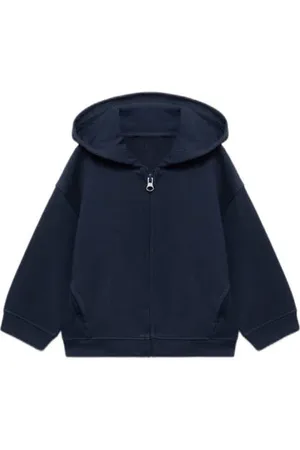 MANGO Sweatvest blauw Effen