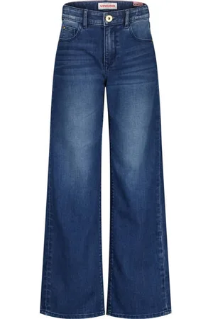 Vingino Wide leg jeans dark blue denim Blauw Effen