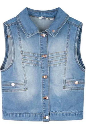 NoBell Gilet light blue denim Blauw Meisjes Stretchdenim Klassieke kraag
