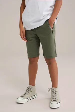 WE Fashion Blue Ridge sweatshort groen Korte broek Jongens Katoen Effen