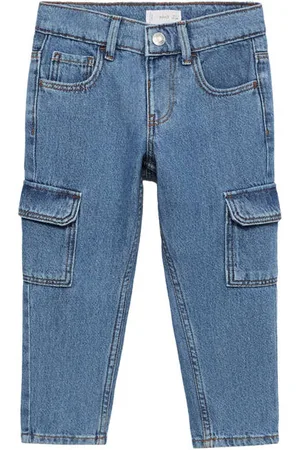 MANGO Straight leg medium blue denim Jeans Blauw Effen