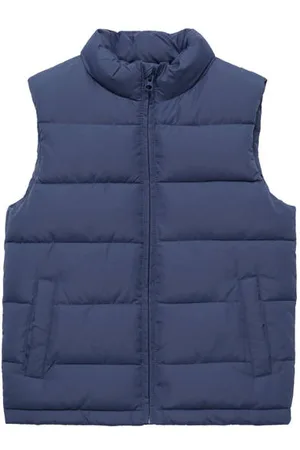 MANGO Bodywarmer blauw Jongens Polyester Opstaande kraag Effen