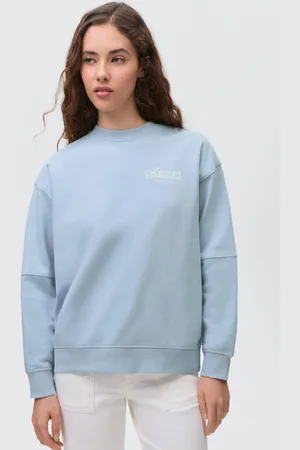 MANGO Sweater lichtblauw Backprint