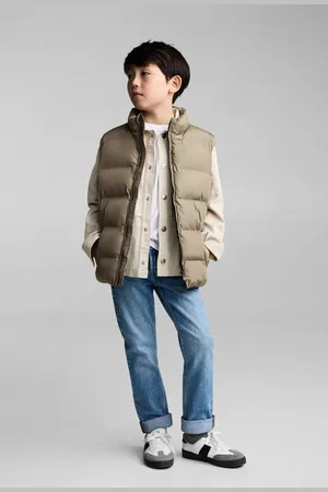 MANGO Bodywarmer lichtbruin Jongens Polyester Opstaande kraag Effen