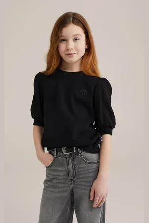 WE Fashion Gebreide top Trui Meisjes Katoen Ronde hals Effen