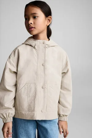 MANGO Zomerjas grijs Meisjes Polyamide Capuchon Effen