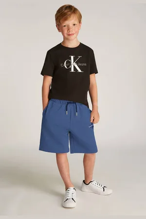 Calvin Klein Sweatshort blauw Korte broek Jongens/Meisjes Katoen Effen