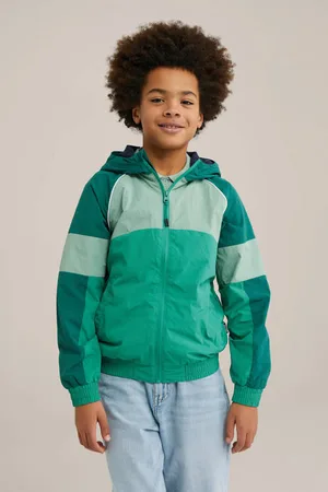 WE Fashion Bad Boys jack groen Jas Jongens Nylon Ronde hals Meerkleurig