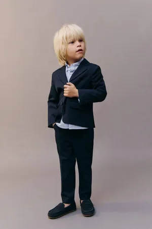 MANGO Chino Broek Blauw Jongens Katoen Effen