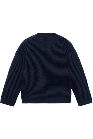 MANGO Trui gebreid Blauw Jongens Katoen Ronde hals Effen