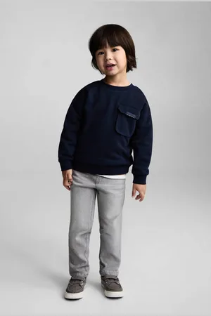 MANGO Sweater Blauw Effen