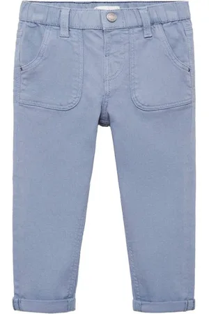 MANGO Slim casual broek blauw Jongens Stretchkatoen Effen