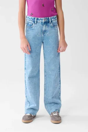 SHOEBY High waist light blue denim Jeans Meisjes Katoen Sterren