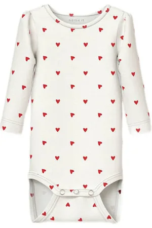 NAME IT BABY romper NBFDHEART met hartjesprint Wit Meisjes Stretchkatoen Ronde hals