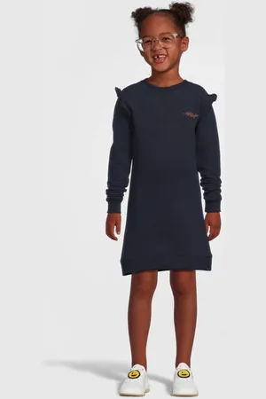 Koko Sweatjurk Nena met tekst en ruches Meisjes Stretchkatoen Ronde hals
