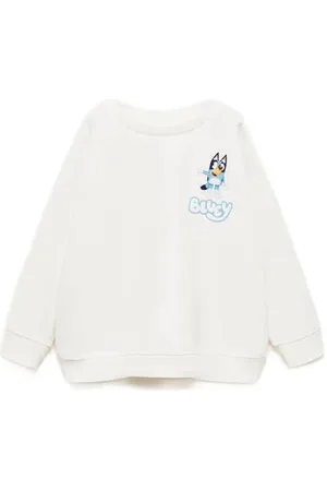 MANGO Bluey sweater wit Jongens/Meisjes Ronde hals Backprint