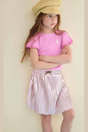 NoNo Midi jurk roze Meisjes Polyester Ronde hals Meerkleurig
