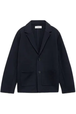MANGO Colbert Blauw Jongens Stretchkatoen Reverskraag Effen