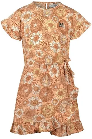 Koko Korte jurk oranje Meisjes Polyester Ronde hals Bloemen