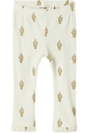 Lil Atelier BABY legging ecru Broek Meisjes Katoen Effen