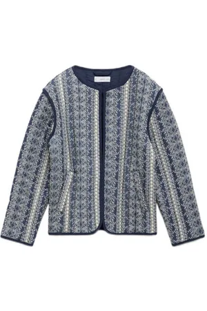 MANGO Jasje voor binnen donkerblauw Meisjes Katoen Ronde hals All over print