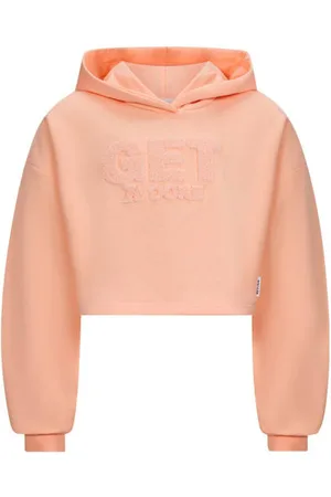 Retour Hoodie roze Sweater Meisjes Katoen Capuchon Tekst