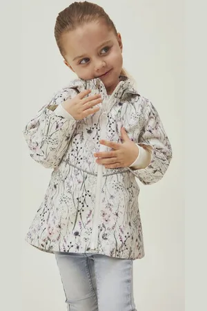 NAME IT MINI jack ecru Jas Meisjes Polyester Capuchon Bloemen