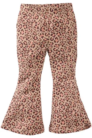 Z8 Mini flared broek Carmine met panterprint Beige Meisjes Stretchkatoen